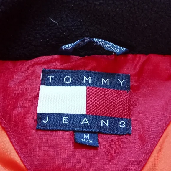Vintage 90s Tommy Hilfiger Goose Down Puffer Jacket RED - Picture 14 of 14